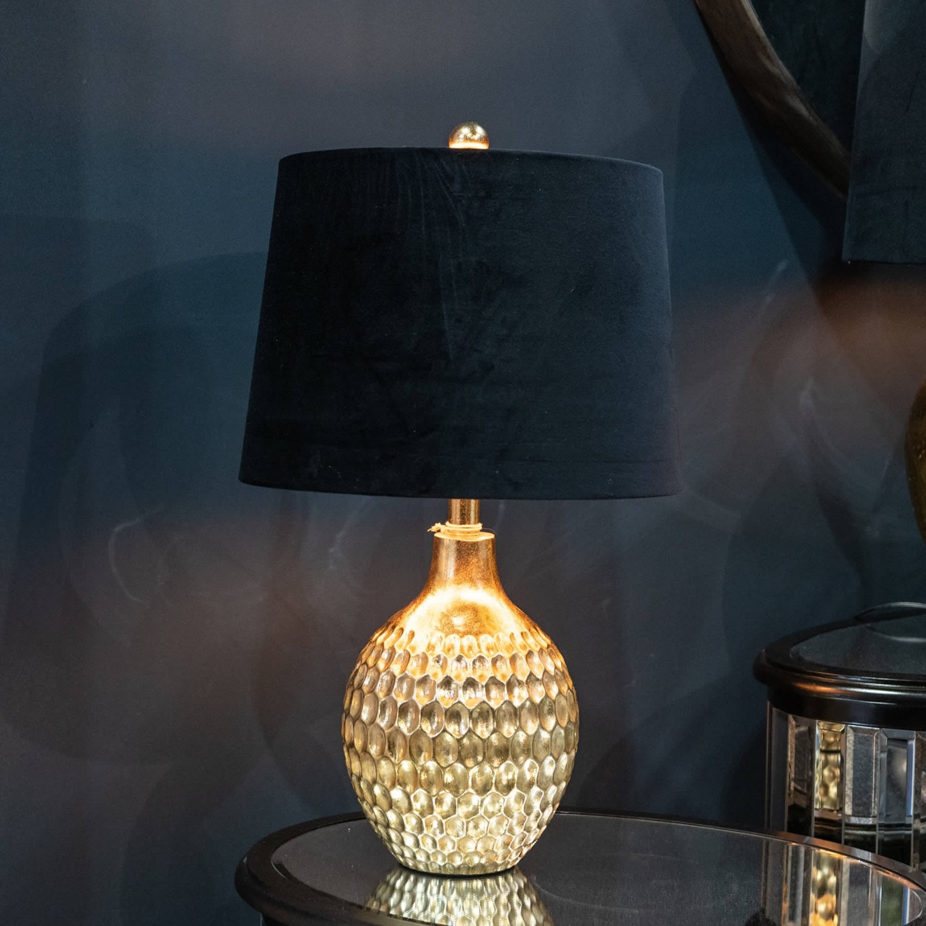 Vincent Gold Base Table Lamp With Black Velvet Shade Etsy