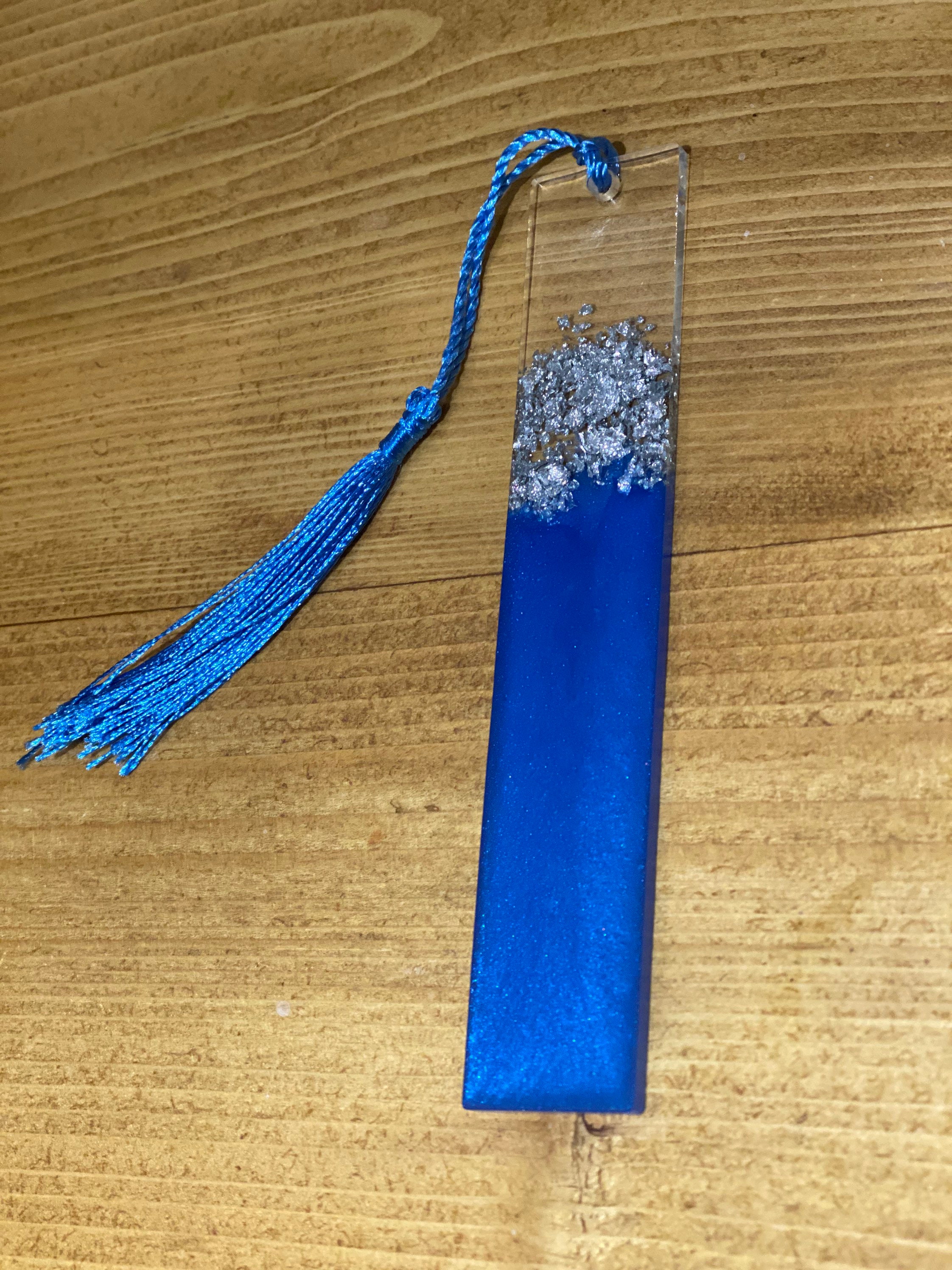 Handmade Resin Bookmark with Tassel Bookmarker Blue Etsy