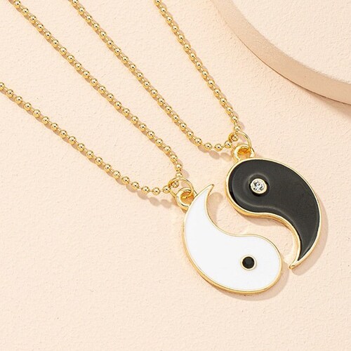 Yin Yang Pendant Necklace 2-piece Set 