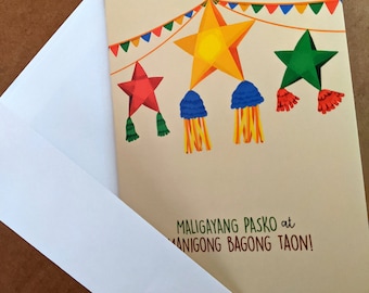 Set of 6 | Tagalog Christmas Greeting Card | Filipino | Philippines | 4 x 6