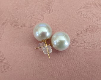 12.5 Philippine South Sea Pearl Stud Earrings with 18K gold with certificate