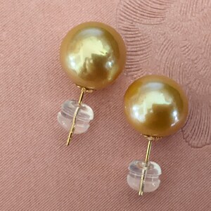 10-11 South Sea Pearl Stud Earrings with 18K gold with certificate