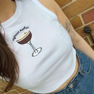 Cocktailhemdje espresso martini | Tanktop | Dames | Bijgesneden hemd | Biertuin | Zomerdrankjes | Gepersonaliseerd | Aangepast: