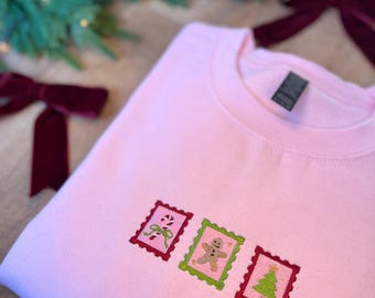 Christmas Stamp Embroidered Christmas Jumper