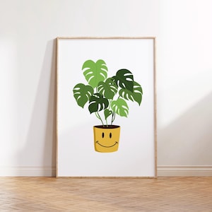 Póster de Monstera Deliciosa, planta de queso suizo, impresión de pared para sala de estar, decoración de pared para dormitorio, decoración de dopamina, arte de retrato, planta de interior