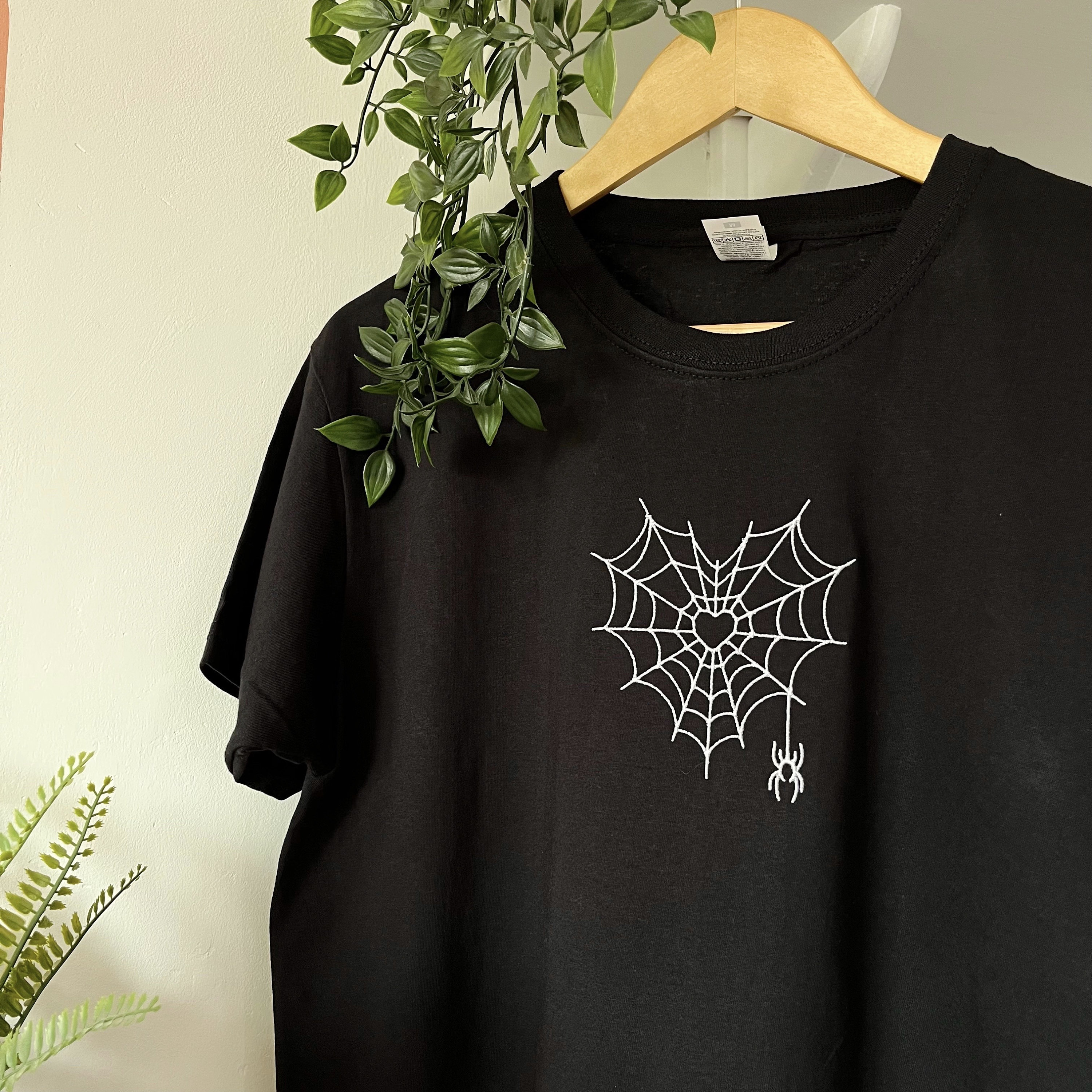Spiderweb Heart Embroidered Tshirt Unisex Tshirt Short Etsy
