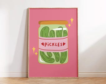Pickles Print Poster, Living Room Wall Print, Bedroom Wall Decor, Typography Art Print, Dopamine Decor, Bar Print, Kitchen Poster, Portrait