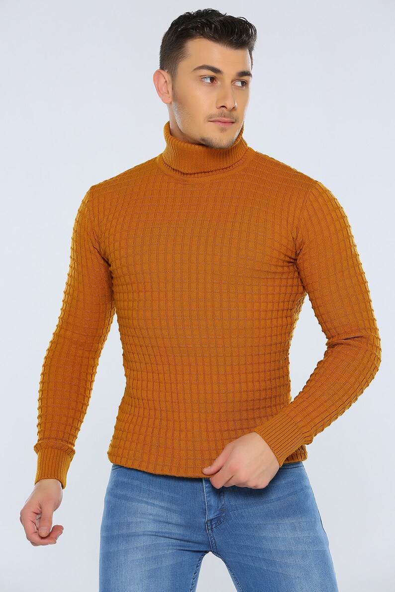Cream Knitwear SweaterGood Quality Turtleneck Men's Etsy