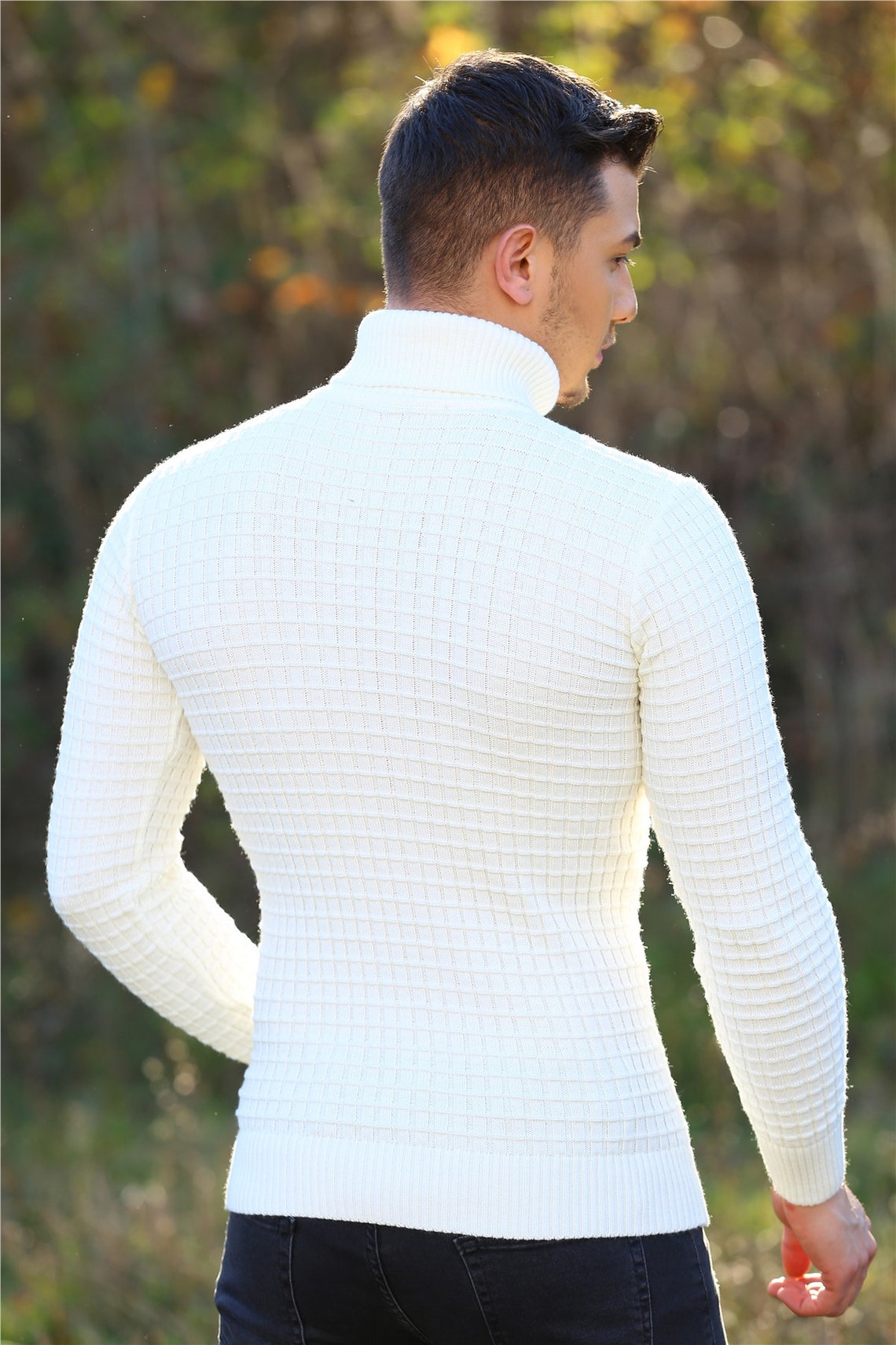 Cream Knitwear SweaterGood Quality Turtleneck Men's Etsy