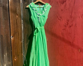 Bright Green Polka Dot Maxi Dress