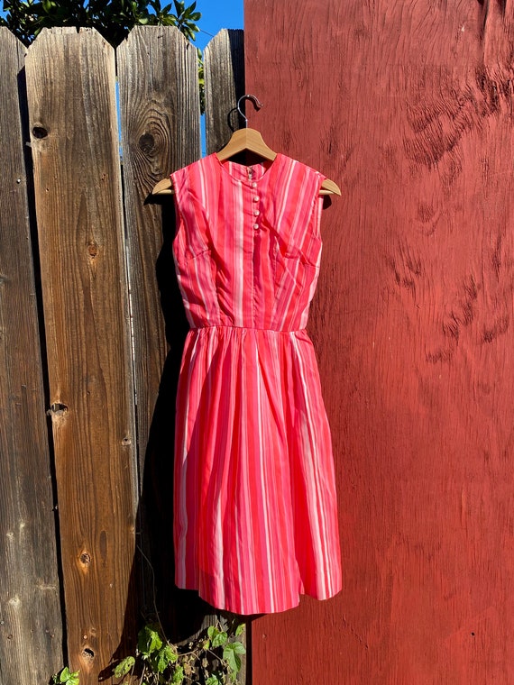 Pink Striped Summer Dress - image 2