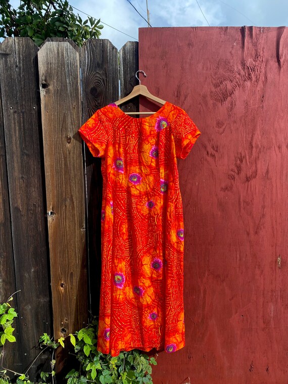 Hawaiian Orange & Purple Floral Dress Gem