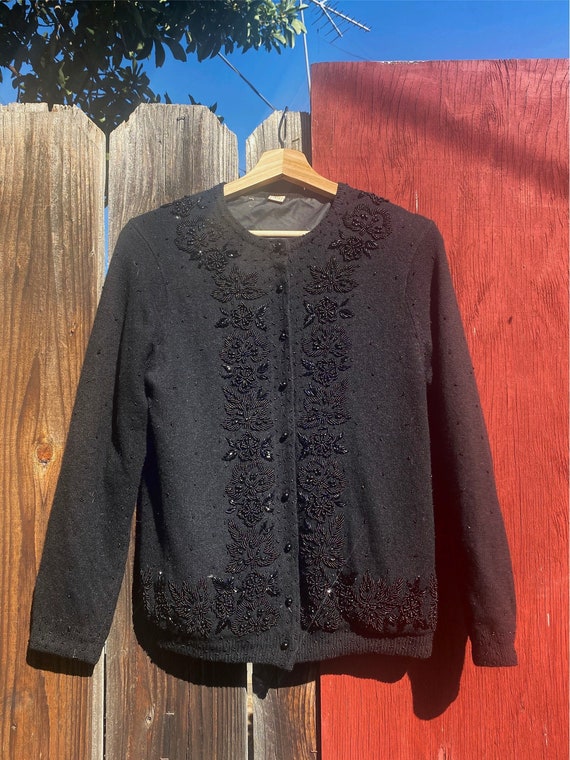 Black Beaded Cardigan