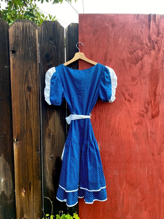 Blue & White Polka Dot Dress - image 9