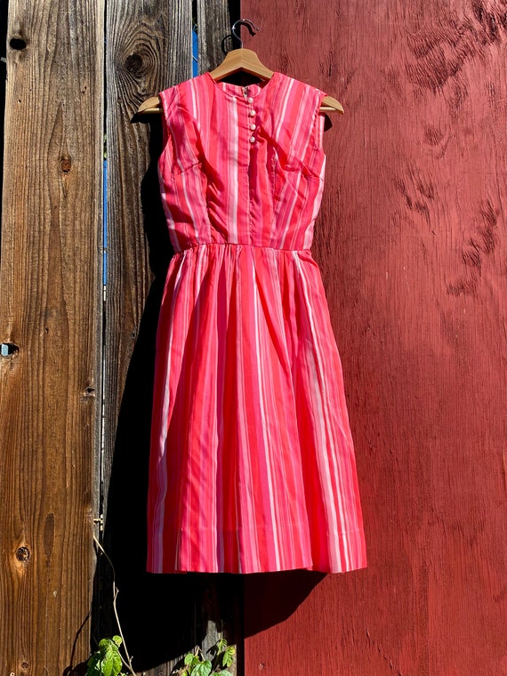 Pink Striped Summer Dress - image 3