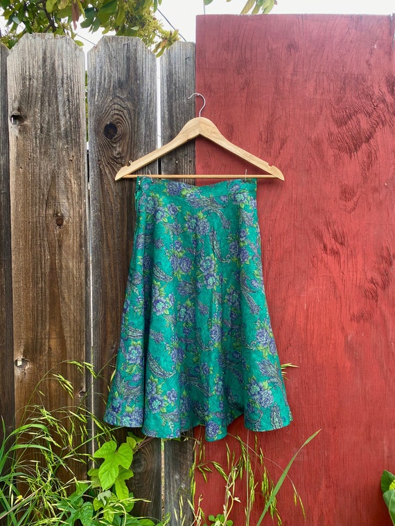 Green and Purple Floral Skirt