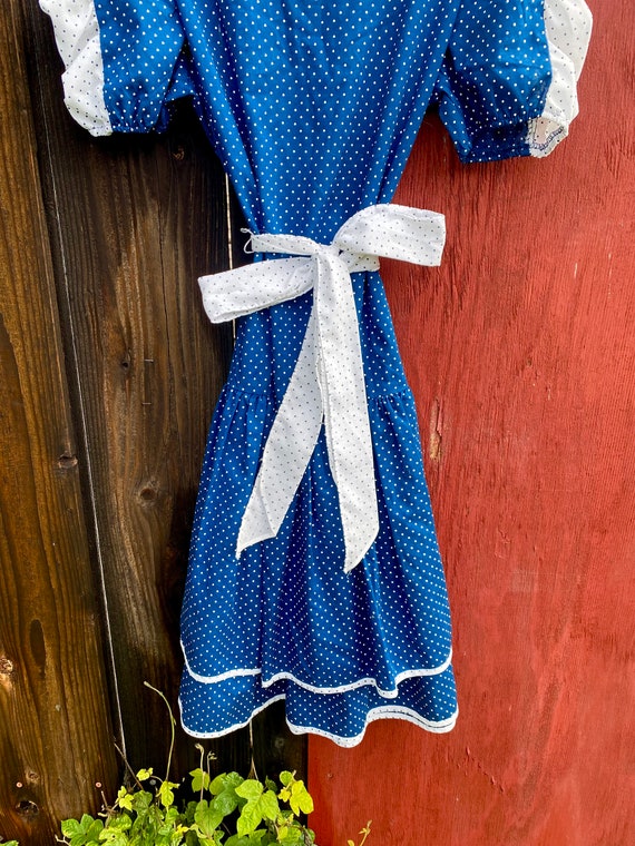 Blue & White Polka Dot Dress - image 2