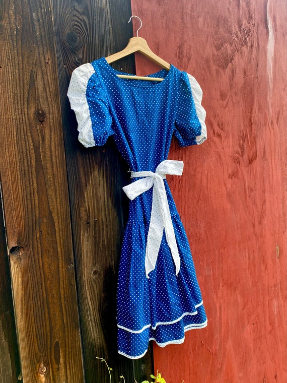 Blue & White Polka Dot Dress - image 3