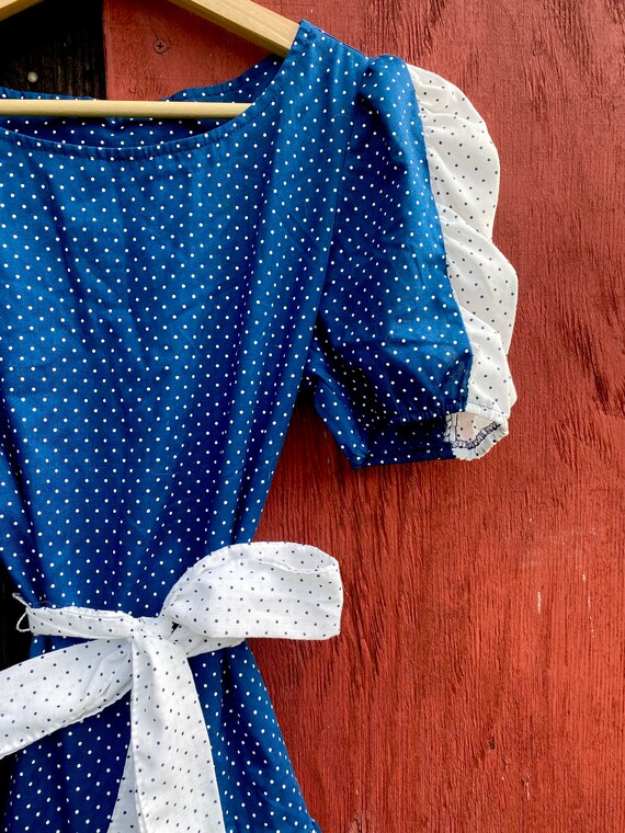 Blue & White Polka Dot Dress - image 6