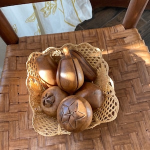 Mid Century Hand Gesneden Hout Fruit