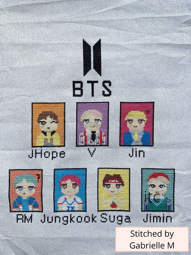 BTS Kpop Cross Stitch Pattern BTS Members Cross Stitch Etsy