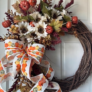Sunflower Wreath with Pumpkins