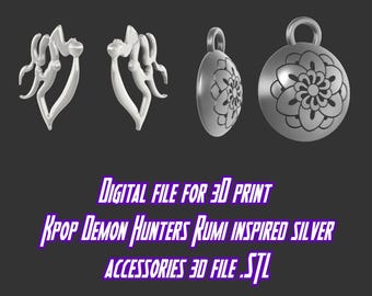 Kpop Demon Hunters Inspired Earring and Pendant - 3D Printing Digital File (.stl)