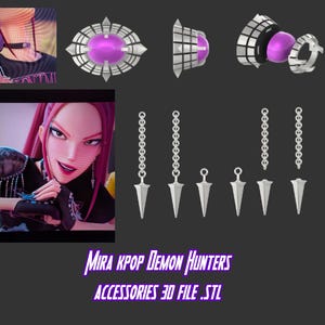 Accessori ispirati a Mira kpop Demon Hunters File 3D .stl - collana - orecchini - cosplay - props