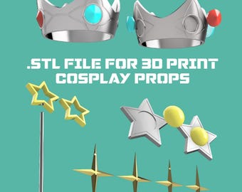 Rosalina inspired Full Cosplay Kit STL – Crown, Star Wand, Earrings & Chest Star