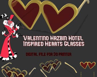 Valentino Hazbin Hotel Inspired Hearts Glasses - DIGITAL FILE FOR 3D Print .stl
