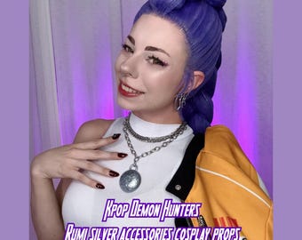 Cosplay ispirati a Rumi Kpop Demon Hunters- accessori - silver - props - collana - orecchino -