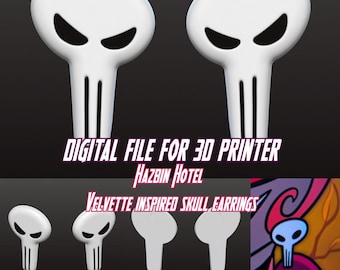 Velvette Hazbin Hotel Inspired Skull Earrings - 3D Print File . stl