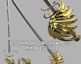 Berserk inspired  Griffith Sword - 3D Print STL prop for cosplay