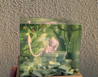 Diorama ispirato a Pokemon Mew Ex carta Pokemon pocket