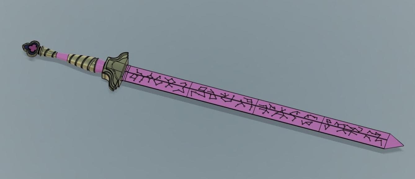 Espada De Cosplay Rum-i De 91/46 Cm | Impresión 3D A Color | Accesorio Desmontable Para Disfraces De Anime
