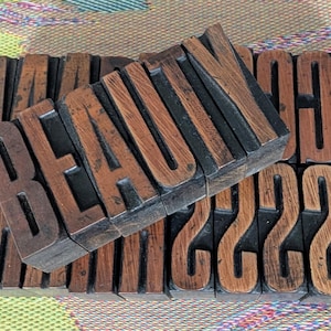 Vintage Letterpress Blocks: 1.65 inch/42 mm Wooden Printing Blocks.
