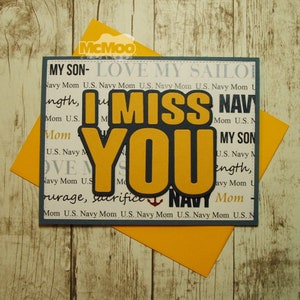 Navy I Miss You Card. Handmade Military Card. Masculine Greeting Card.