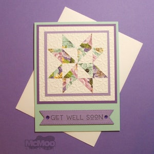 Get Well Soon Paper Quilt Card. Handmade Get Well Soon Card. Paper Quilt Card. Quilt Lover Gift.