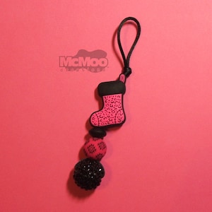 Hot Pink/Black Stocking Ornament.  Handcrafted Ornament.  Beaded Christmas Ornament.  Christmas Gift.  Southwest Gift.