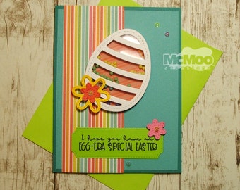 Colorful Easter Egg Shaker Card. Handmade Easter Shaker Card. Easter Greeting Card. Shaker Greeting Card.