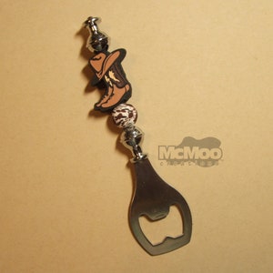 Cowboy Boots/Hat Bottle Opener.  Stainless Steel Bottle Opener.  Gift for Him.  Beaded Bottle Opener.  Southwest Gift.