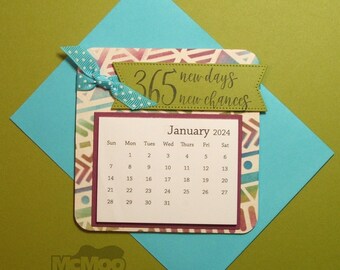 365 New Days New Chances (Olive) Magnetic Calendar. Handmade Magnetic Calendar. Refrigerator Magnet.  Desk Accessory.  Gift for Her.