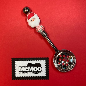 Santa Salsa Spoon.  Stainless Steel Deluxe Salsa Spoon.  Beaded Salsa Spoon.  Hostess Gift.