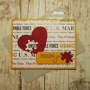 Marines Missing You Card. Handmade Military Card. Masculine Greeting Card.