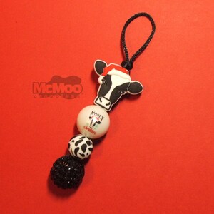 Mooey Christmas Ornament.  Handcrafted Ornament.  Beaded Christmas Ornament.  Christmas Gift.  Cow Theme.