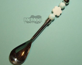 Snowflake Hot Cocoa Spoon.  Stainless Steel Hot Chocolate Spoon.  Beaded Hot Cocoa Spoon.  Hot Chocolate Gift.