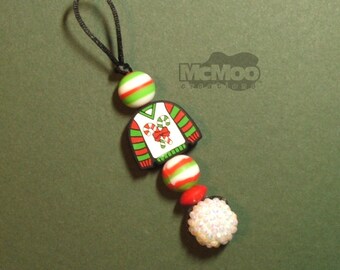 Ugly Sweater Ornament.  Handcrafted Ornament.  Beaded Christmas Ornament.  Christmas Gift.