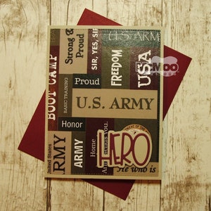 Army Hero Card. Handmade Military Card. Masculine Greeting Card.  Armed Forces Card.