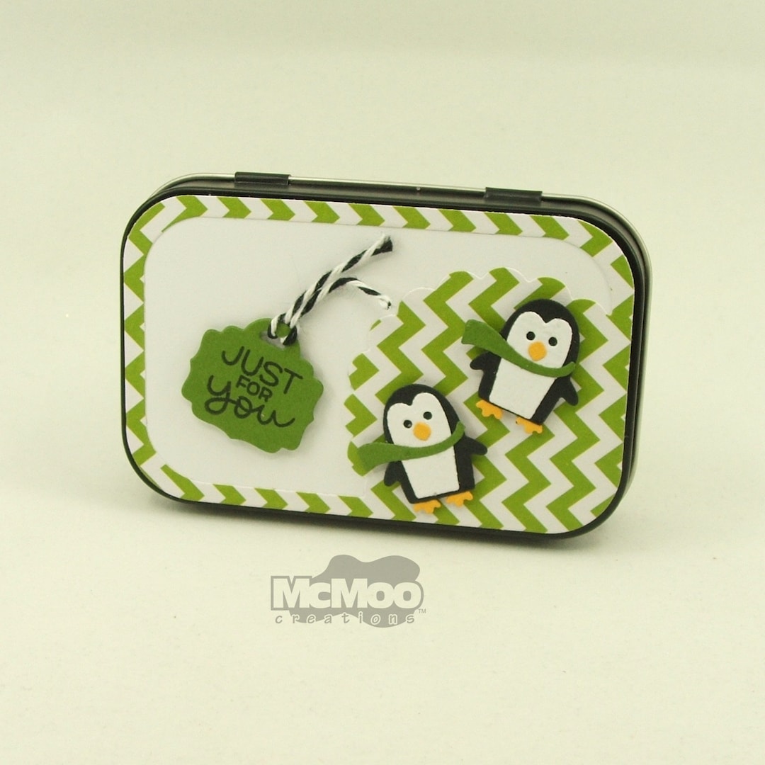 Penguin Tin (green). Gift Card Tin. Gift Card Holder. Christmas Gift ...