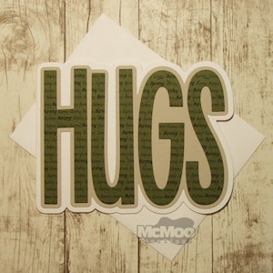 Army HUGS Card. Handmade Military Card. Masculine Greeting Card.  Armed Forces Card. Army Card.